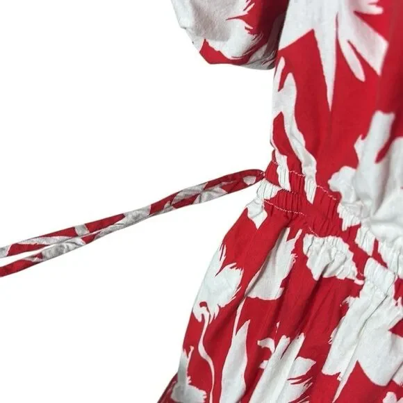 Moon River women’s large tiered maxi dress puff sleeve floral side tie - Picture 5 of 10